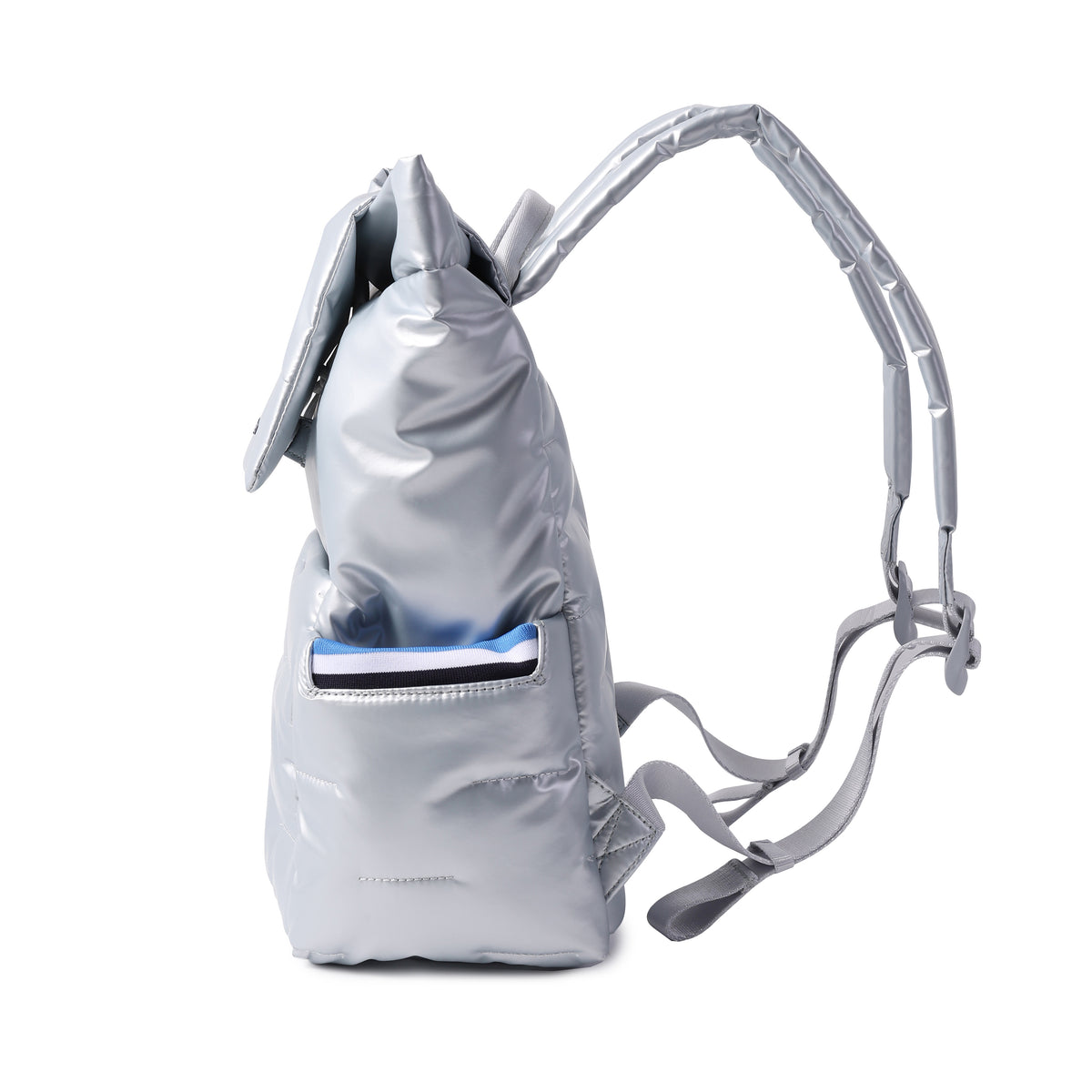 Billowy Backpack With  Flap Pearl Blue